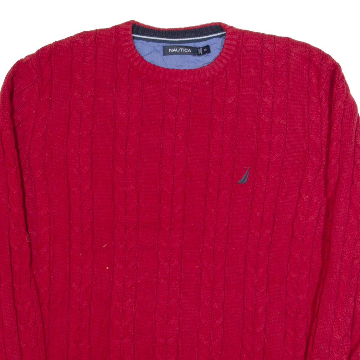 NAUTICA Mens Jumper Red Cable Knit XL