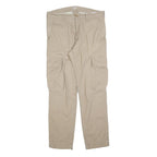 CARHARTT Mens Cotton Blend Beige Relaxed Cargo Trousers W35 L32 Workwear Zip