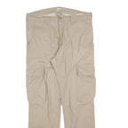 CARHARTT Mens Cotton Blend Beige Relaxed Cargo Trousers W35 L32 Workwear Zip