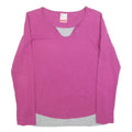CHAMPION Womens Pink & Grey Cotton Blend Long Sleeve V-Neck Top M Layered Look