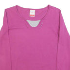 CHAMPION Womens Pink & Grey Cotton Blend Long Sleeve V-Neck Top M Layered Look