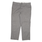 DICKIES Mens Regular Fit Grey Cotton Blend Trousers W40 L30 Workwear Zip Closure
