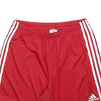 ADIDAS Mens Red Sports Casual Shorts L W32 Athletic Three Stripe Design