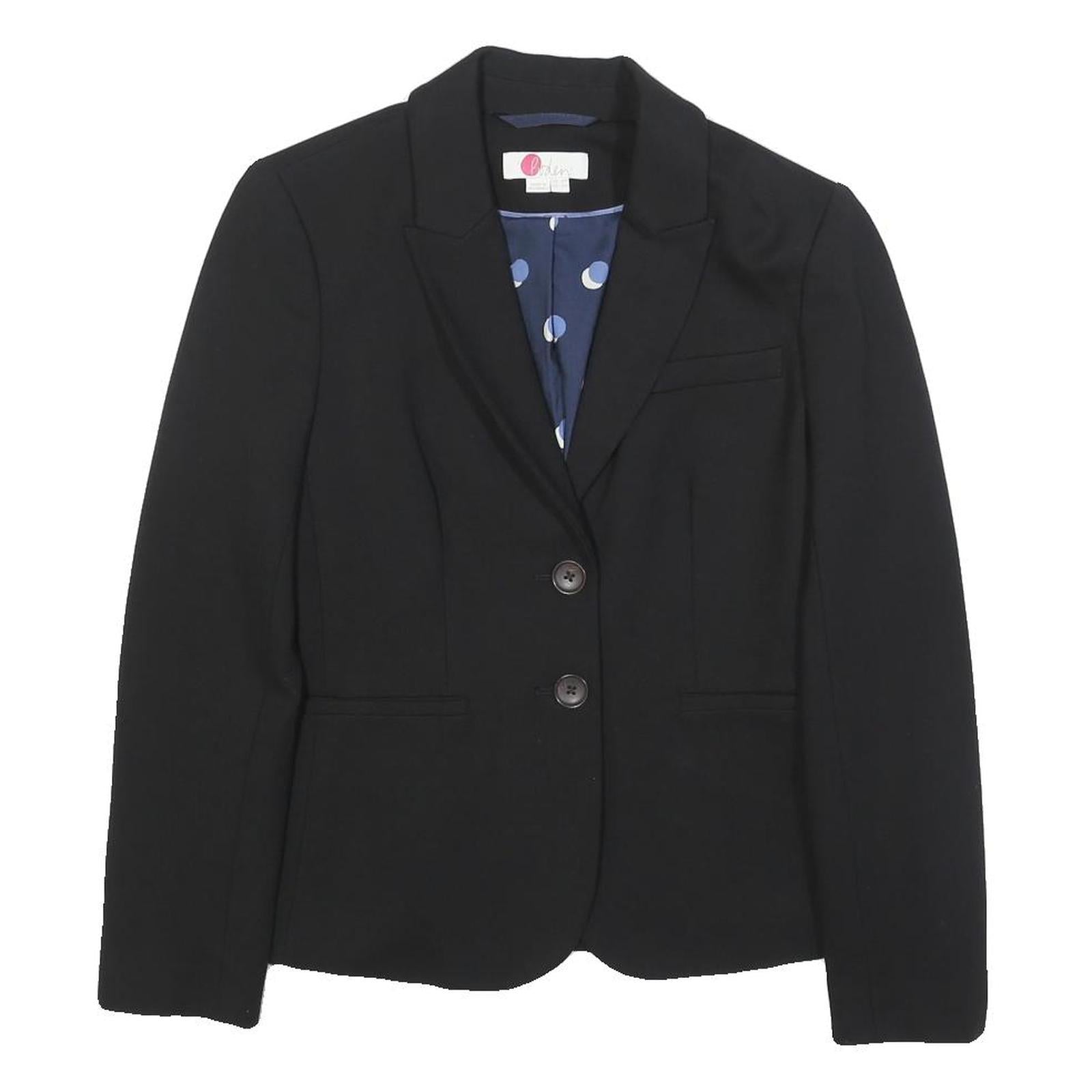 BODEN Womens Black Blazer Jacket UK 6 Viscose Blend Plain Button Closure