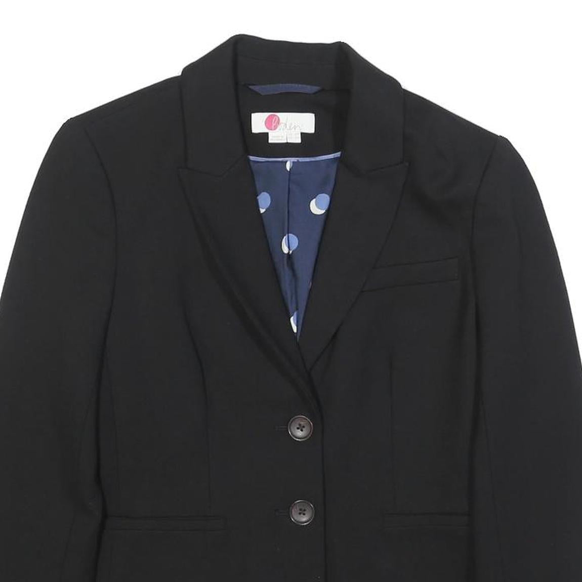 BODEN Womens Black Blazer Jacket UK 6 Viscose Blend Plain Button Closure