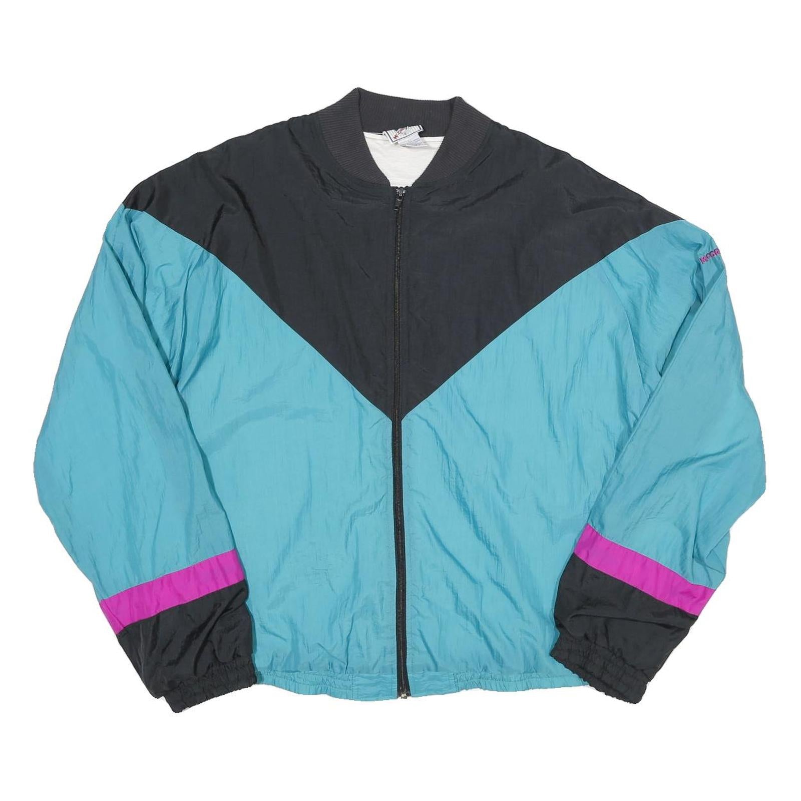 MCGREGOR Mens Black & Turquoise Colourblock Casual Jacket L Polyester Blend Zip