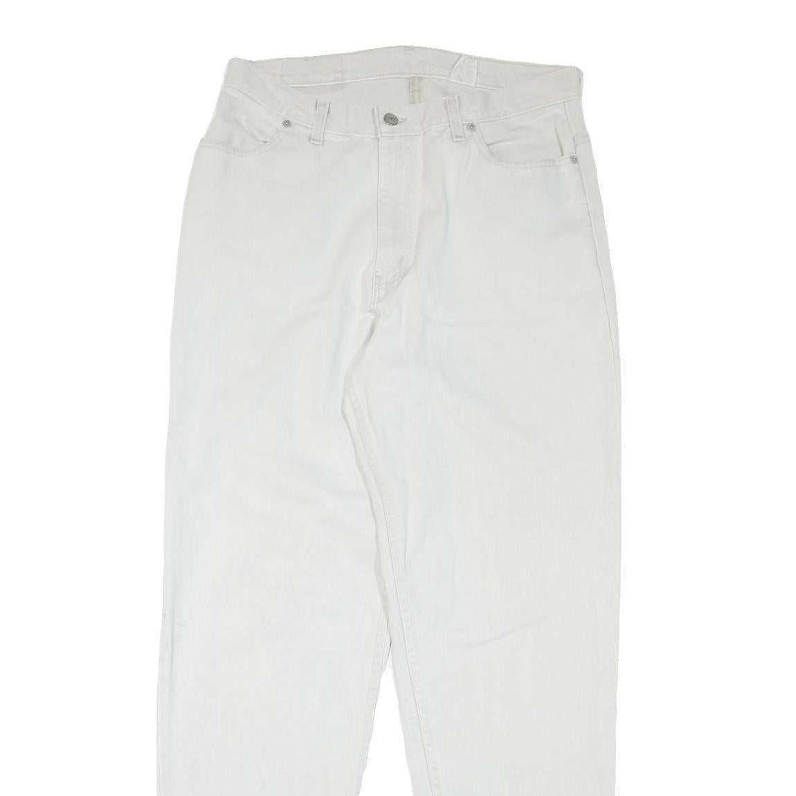 FADED GLORY Mens White Regular Cotton Denim W32 L32 Zip Closure Jeans