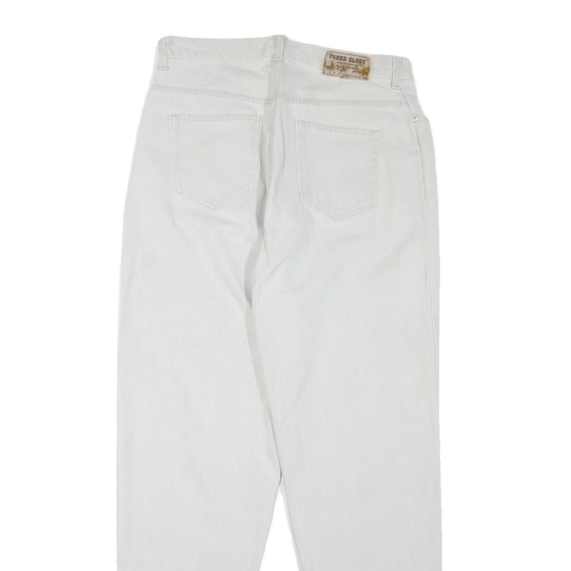 FADED GLORY Mens White Regular Cotton Denim W32 L32 Zip Closure Jeans
