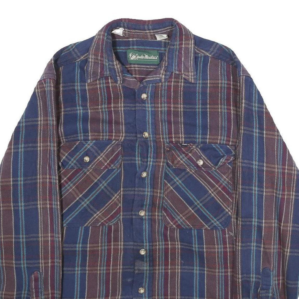 GANDER MOUNTAIN Mens Blue & Brown Check Shirt M Button Front Casual Workwear