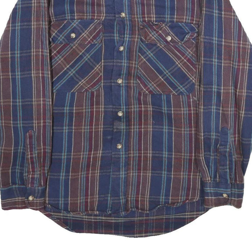 GANDER MOUNTAIN Mens Blue & Brown Check Shirt M Button Front Casual Workwear