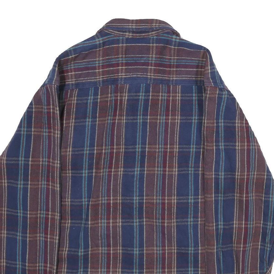 GANDER MOUNTAIN Mens Blue & Brown Check Shirt M Button Front Casual Workwear