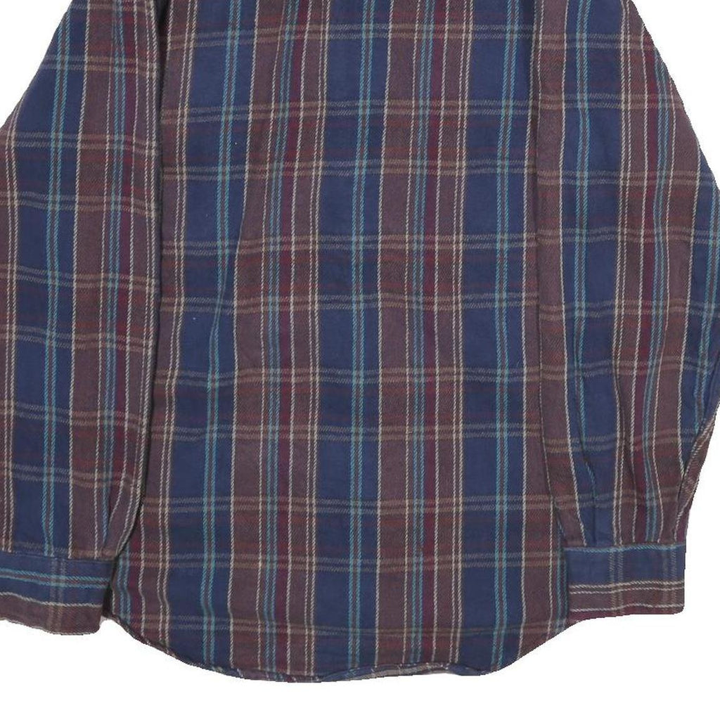 GANDER MOUNTAIN Mens Blue & Brown Check Shirt M Button Front Casual Workwear