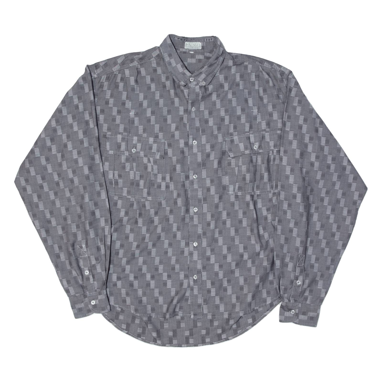 STREET Mens Shirt Grey Geometric Long Sleeve M
