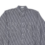 STREET Mens Shirt Grey Geometric Long Sleeve M