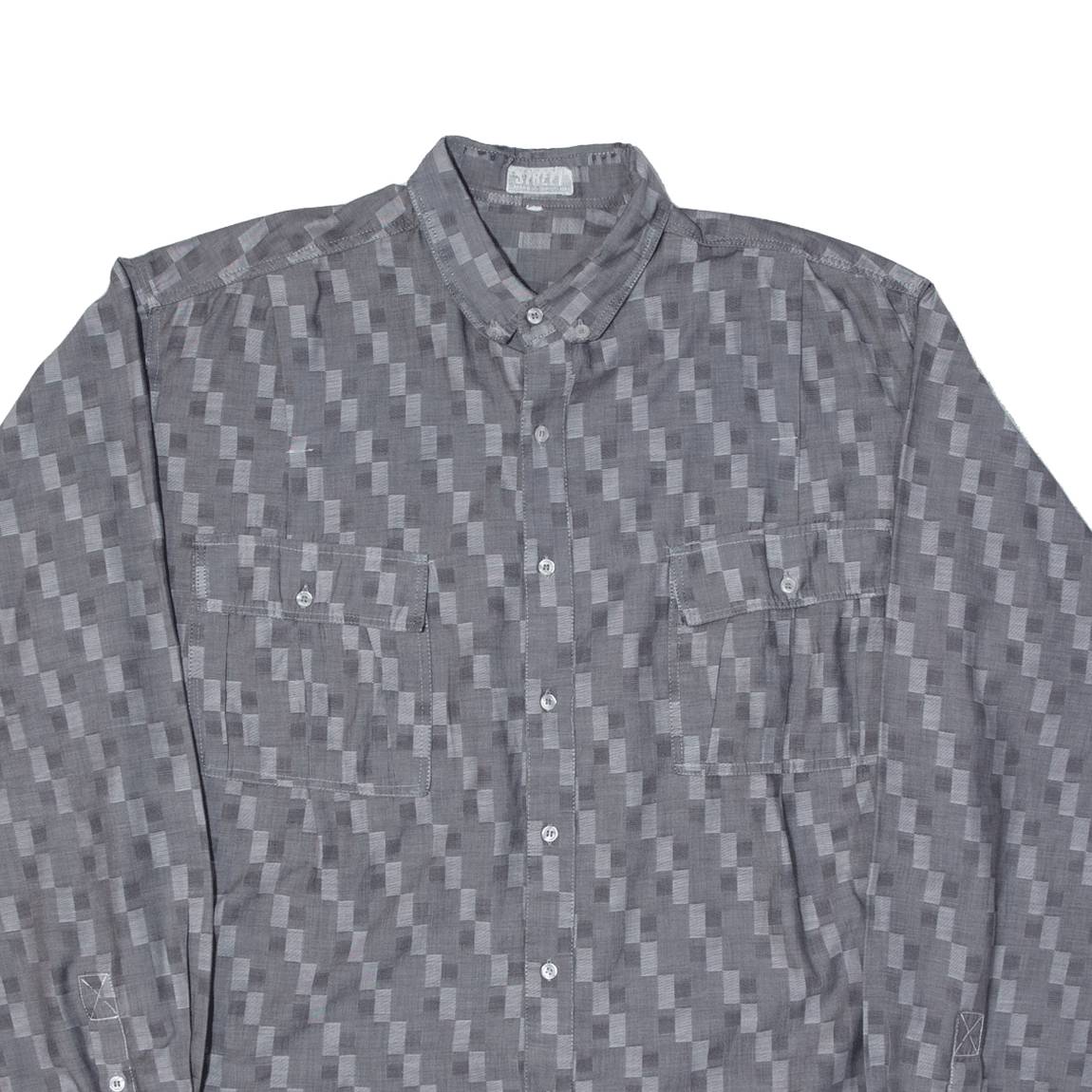 STREET Mens Shirt Grey Geometric Long Sleeve M
