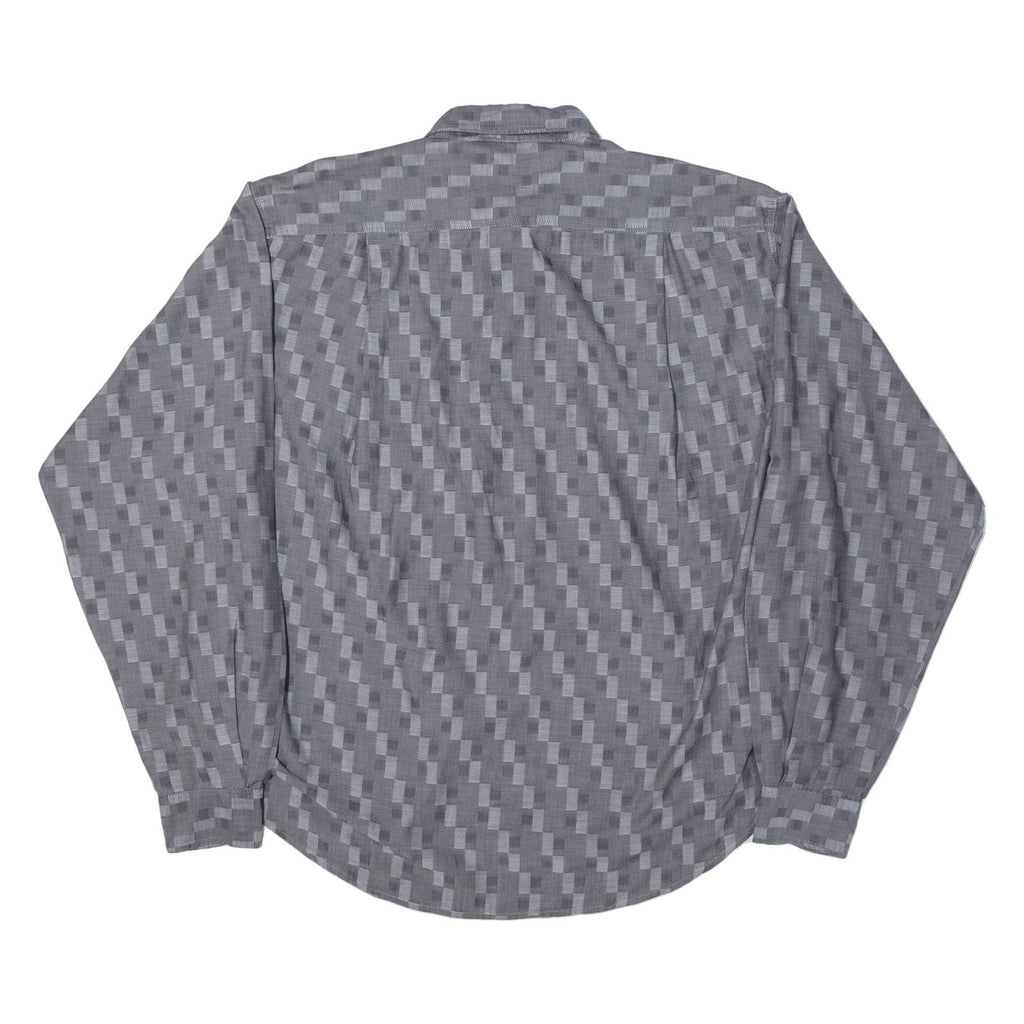STREET Mens Shirt Grey Geometric Long Sleeve M
