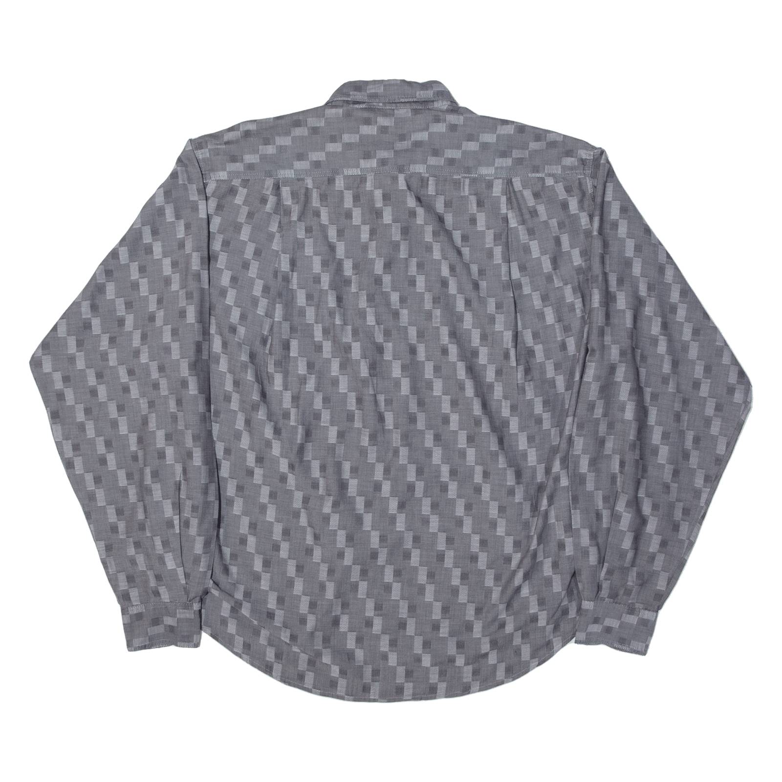 STREET Mens Shirt Grey Geometric Long Sleeve M