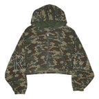 TRUE RELIGION Womens Green & Brown Camouflage Full Zip Hoodie XL Relaxed Fit