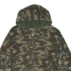 TRUE RELIGION Womens Green & Brown Camouflage Full Zip Hoodie XL Relaxed Fit
