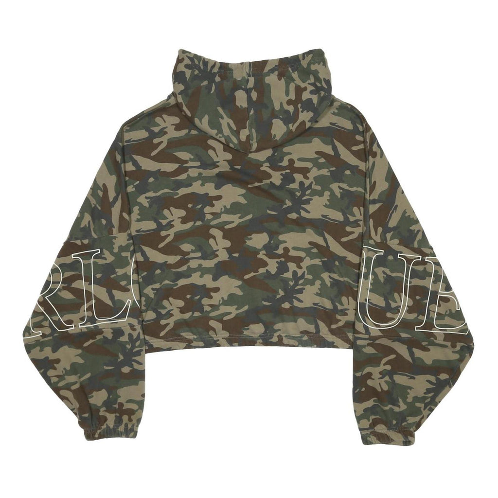 TRUE RELIGION Womens Green & Brown Camouflage Full Zip Hoodie XL Relaxed Fit