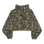 TRUE RELIGION Womens Green & Brown Camouflage Full Zip Hoodie XL Relaxed Fit