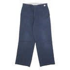 DICKIES Mens Cotton Blend Navy Loose Straight Trousers W30 L29 Workwear Casual
