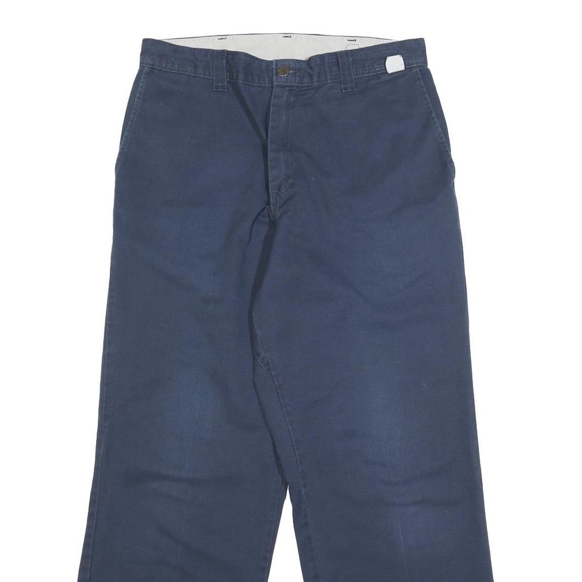 DICKIES Mens Cotton Blend Navy Loose Straight Trousers W30 L29 Workwear Casual