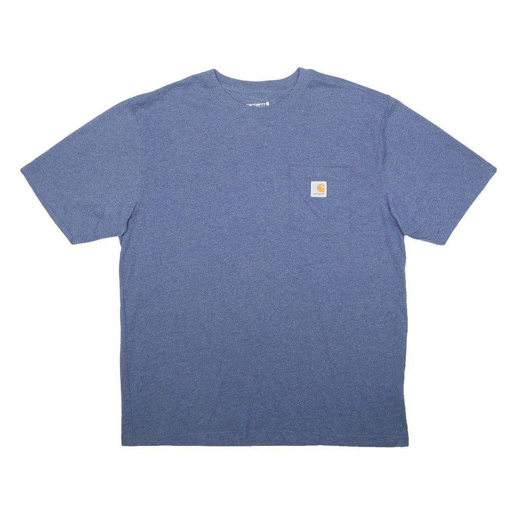 CARHARTT Mens Blue Pocket T-Shirt L Short Sleeve Crew Neck Cotton Blend Casual