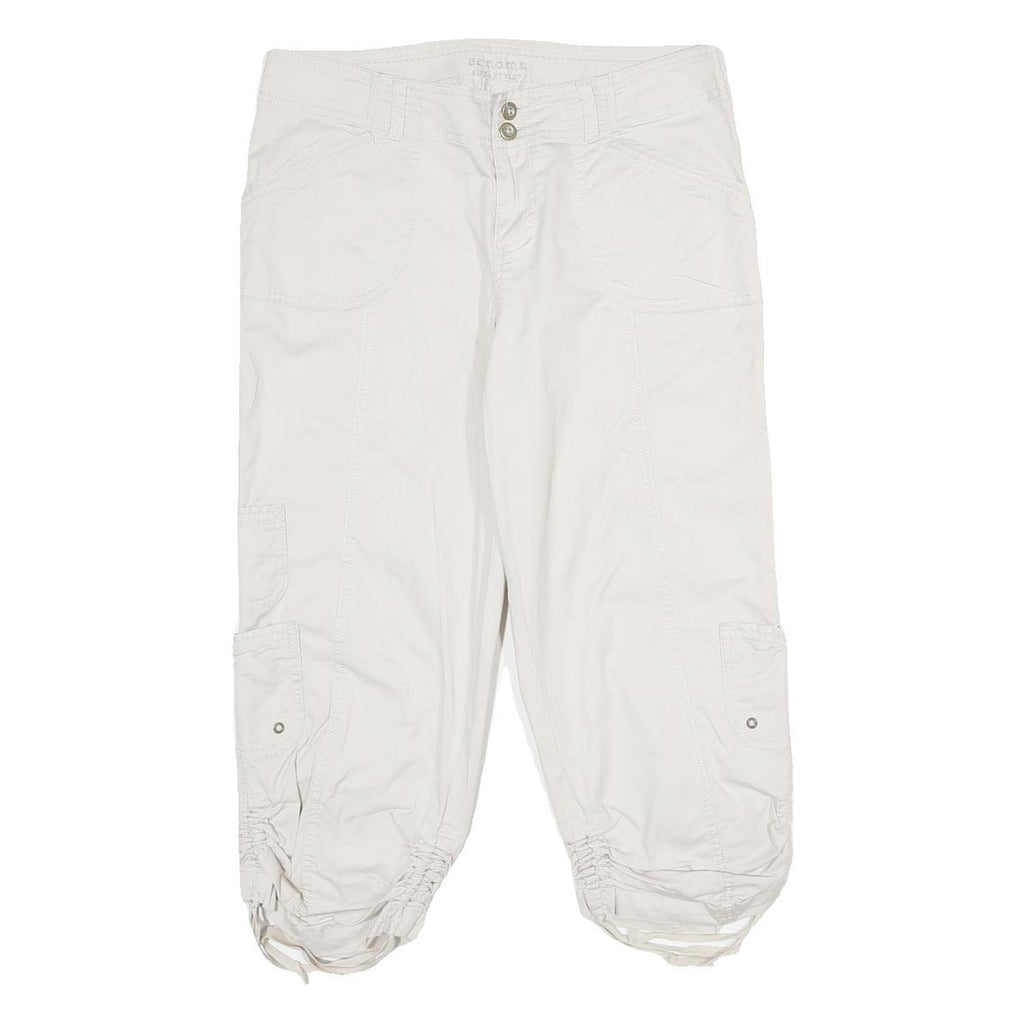 SONOMA Womens White Casual Cotton Blend Cargo Shorts UK 12 W32