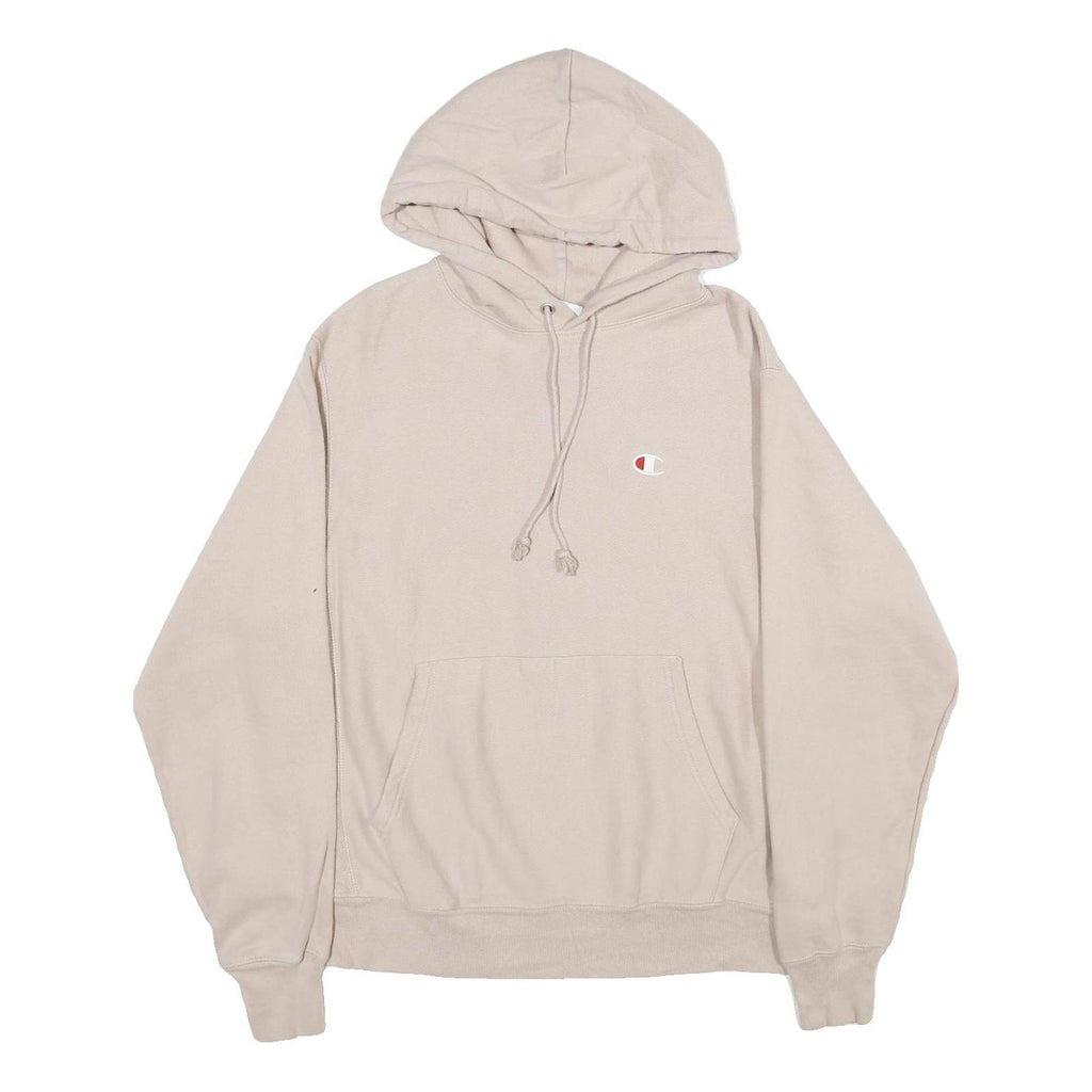 CHAMPION REVERSE WEAVE Mens Beige Hoodie M Cotton Blend Pullover Drawstring