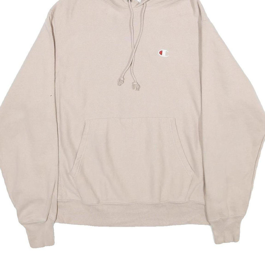 CHAMPION REVERSE WEAVE Mens Beige Hoodie M Cotton Blend Pullover Drawstring