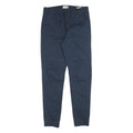 ISOLD Mens Slim Navy Blue Drawstring Cotton Blend Trousers W30 L30 Casual