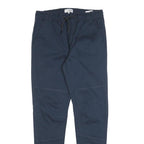 ISOLD Mens Slim Navy Blue Drawstring Cotton Blend Trousers W30 L30 Casual