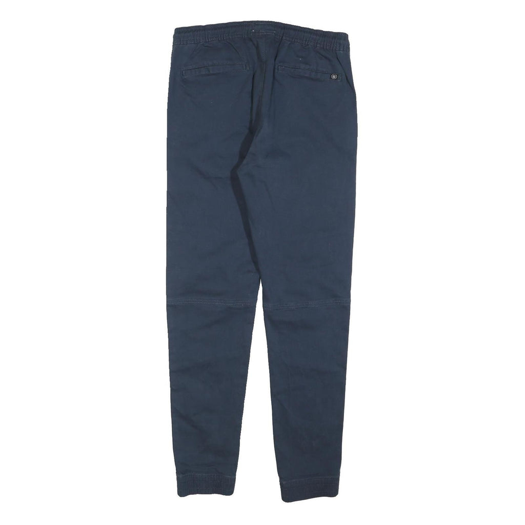 ISOLD Mens Slim Navy Blue Drawstring Cotton Blend Trousers W30 L30 Casual