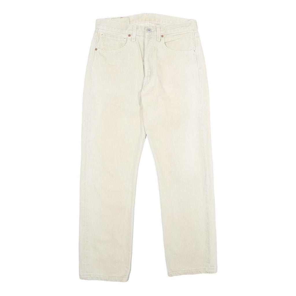 LEVI'S 501XX Mens Jeans White Classic Straight Denim W31 L28 Button Closure