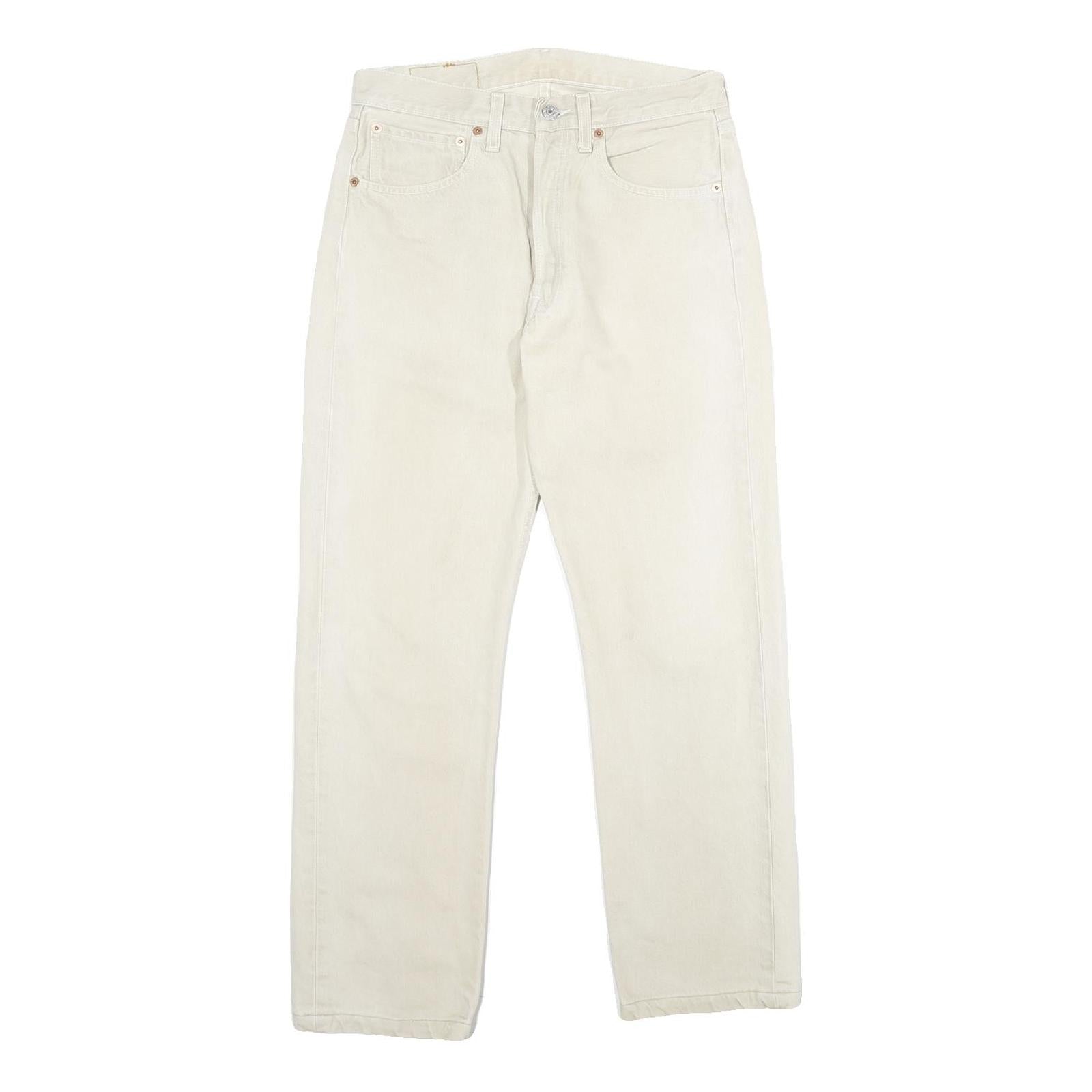LEVI'S 501XX Mens Jeans White Classic Straight Denim W31 L28 Button Closure