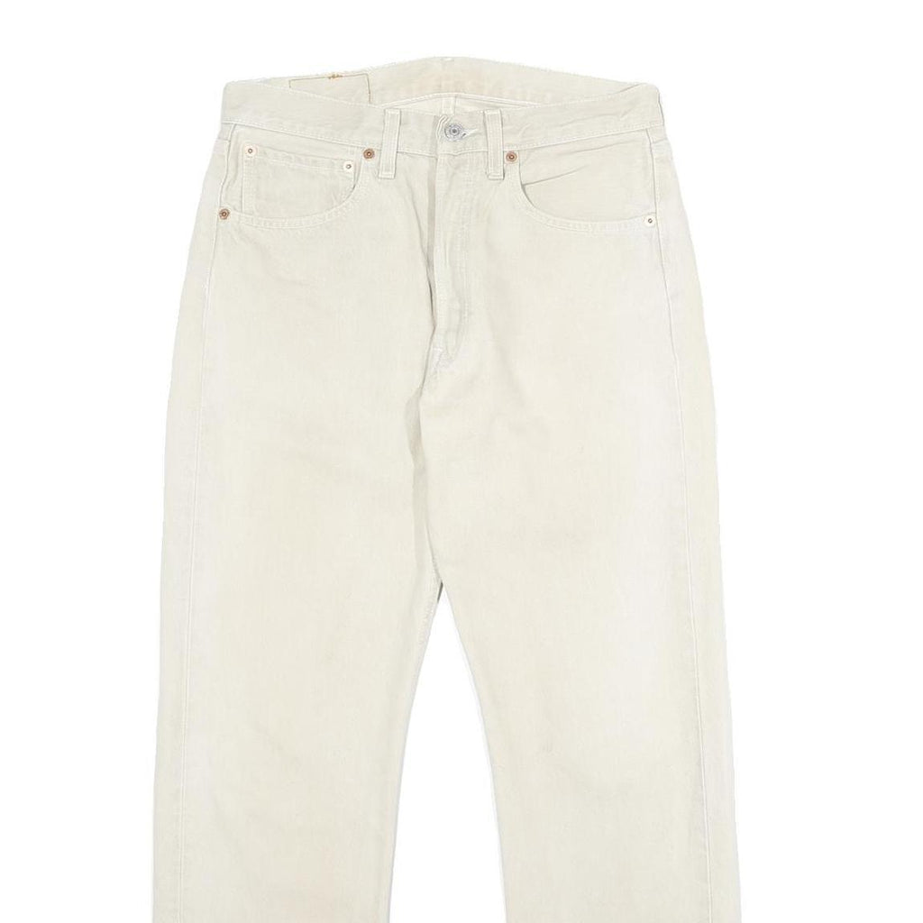 LEVI'S 501XX Mens Jeans White Classic Straight Denim W31 L28 Button Closure