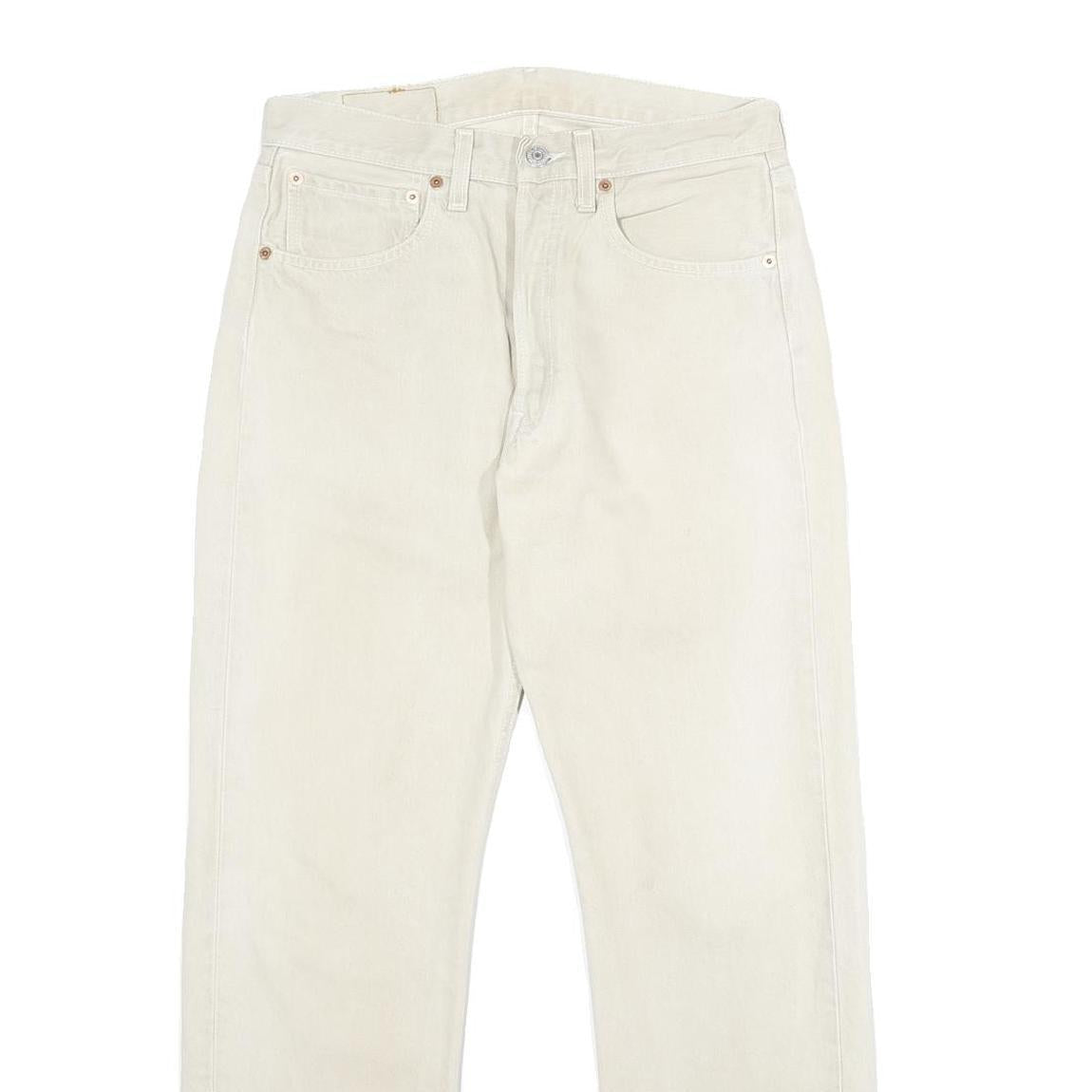 LEVI'S 501XX Mens Jeans White Classic Straight Denim W31 L28 Button Closure