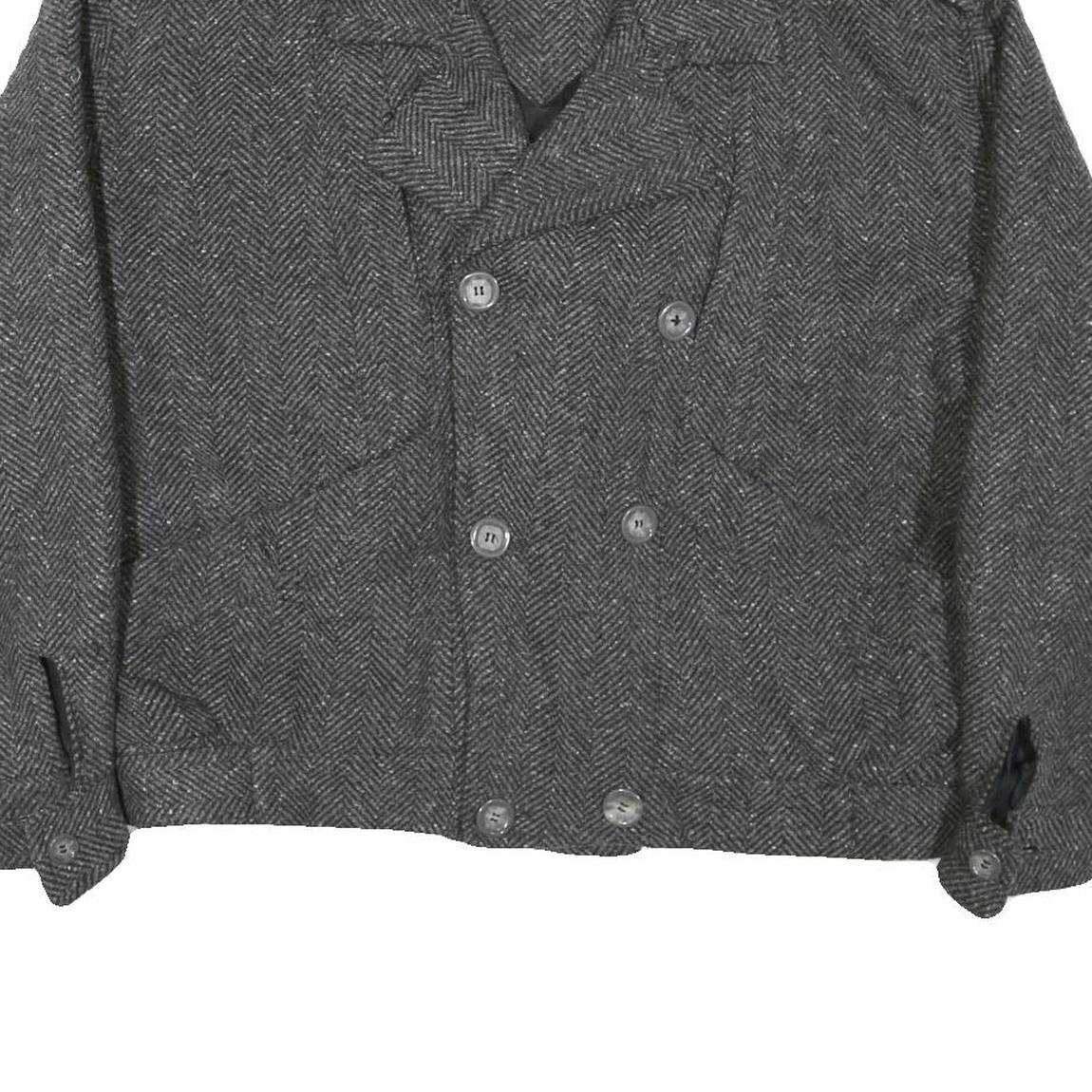 C.I.G Mens Grey Herringbone Double Breasted Jacket L Cotton Blend Button Closure