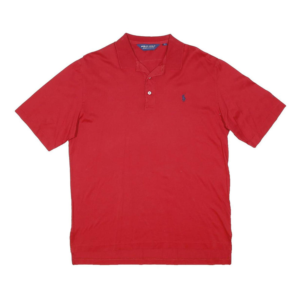 POLO RALPH LAUREN Mens Red Polo Short Sleeve Plain M Cotton Blend Casual Shirt