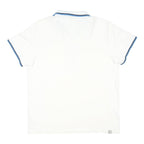 BENCH Mens White & Blue Short Sleeve Polo Shirt M Cotton Blend Casual