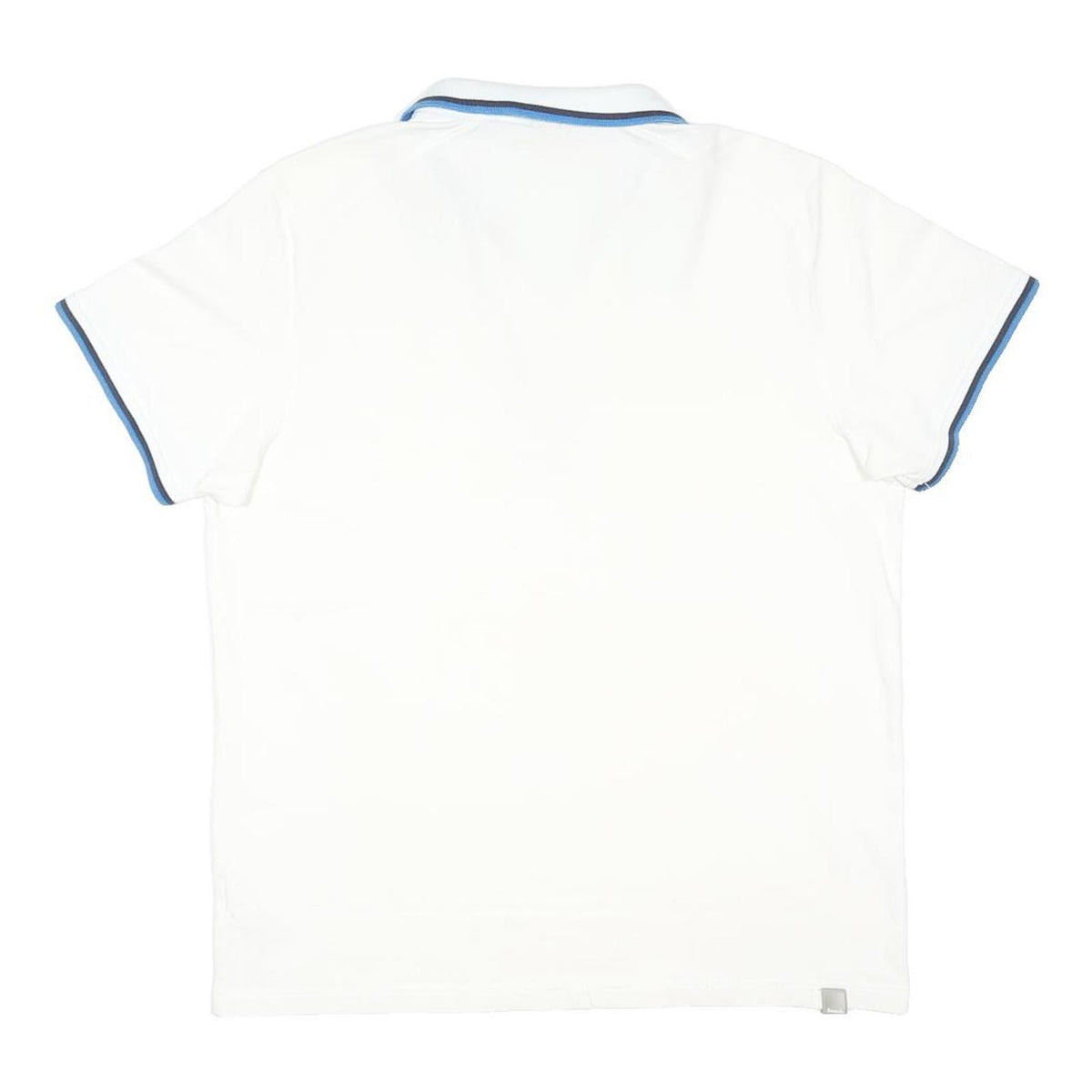 BENCH Mens White & Blue Short Sleeve Polo Shirt M Cotton Blend Casual