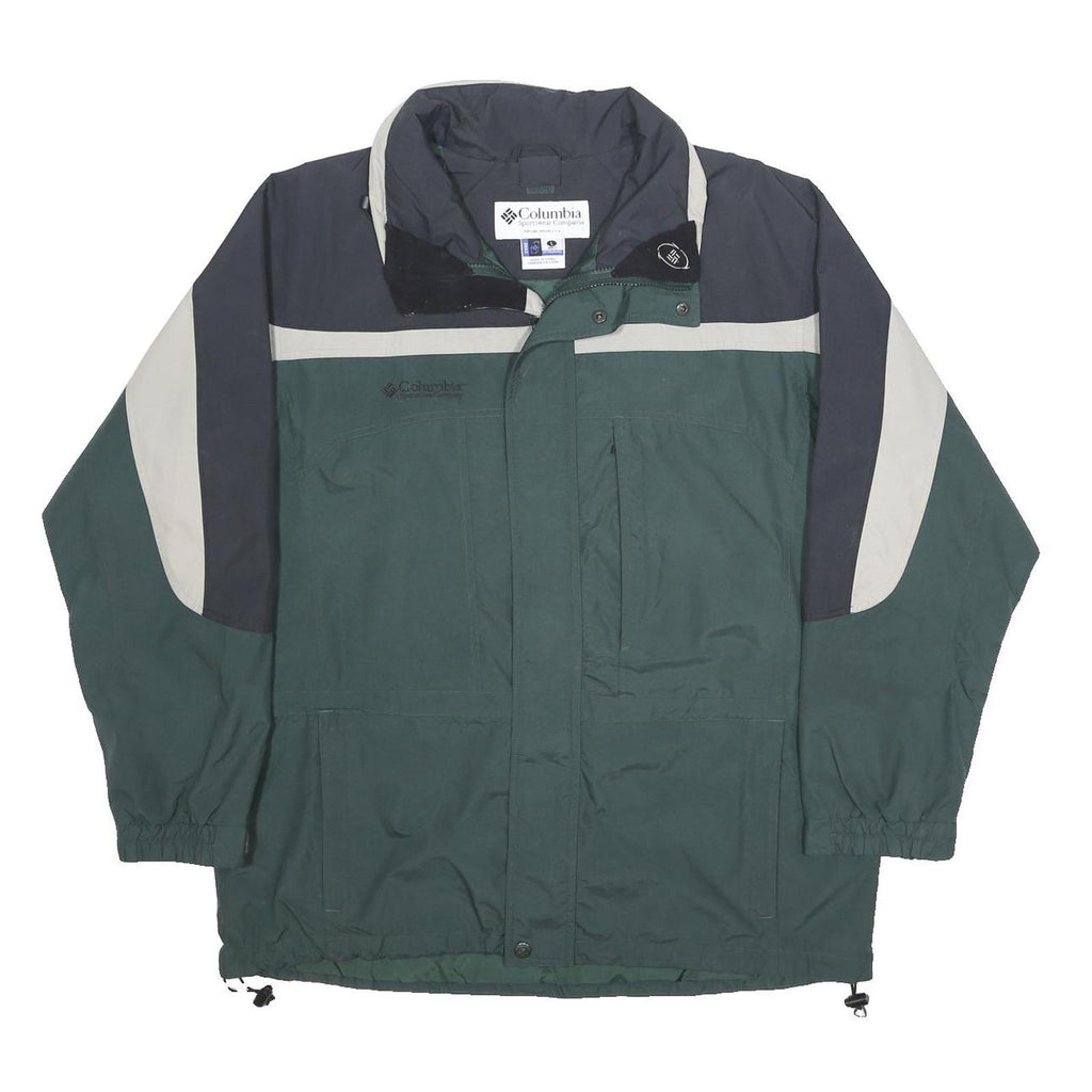 COLUMBIA Mens Green & Grey Outdoor Nylon Zip Jacket L