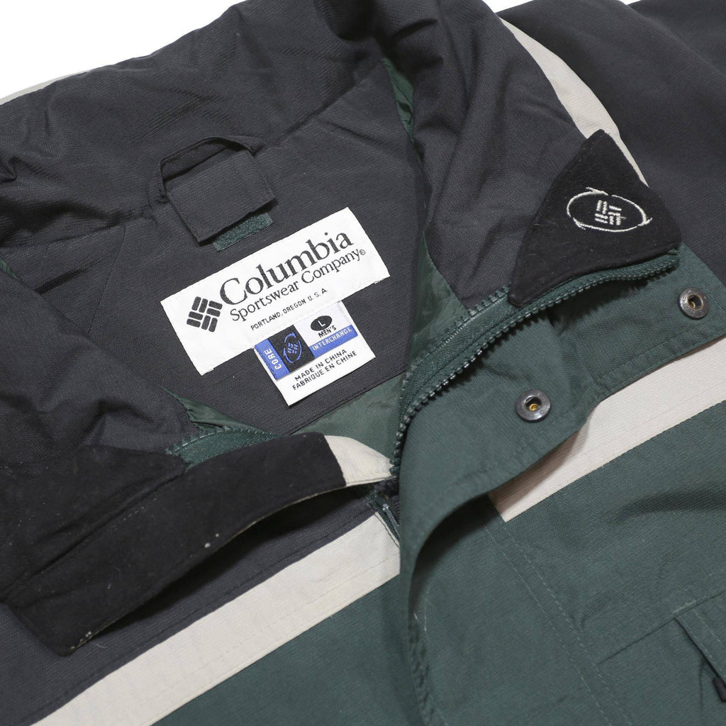 COLUMBIA Mens Green & Grey Outdoor Nylon Zip Jacket L