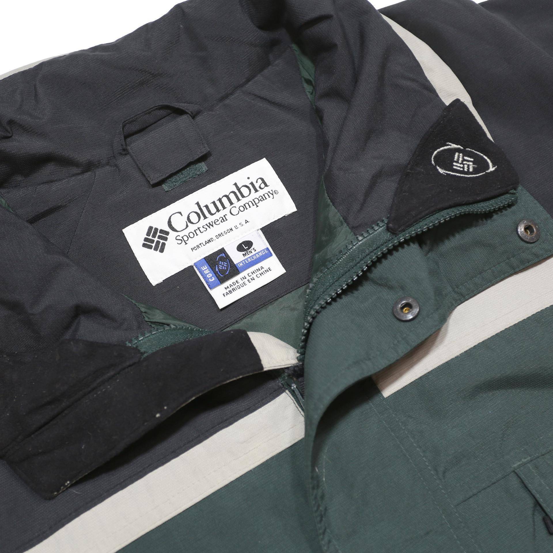 COLUMBIA Mens Green & Grey Outdoor Nylon Zip Jacket L