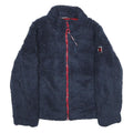 TOMMY HILFIGER Womens Navy Blue Red White Teddy Fleece Jacket M Polyester Zip