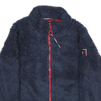 TOMMY HILFIGER Womens Navy Blue Red White Teddy Fleece Jacket M Polyester Zip