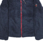 TOMMY HILFIGER Womens Navy Blue Red White Teddy Fleece Jacket M Polyester Zip