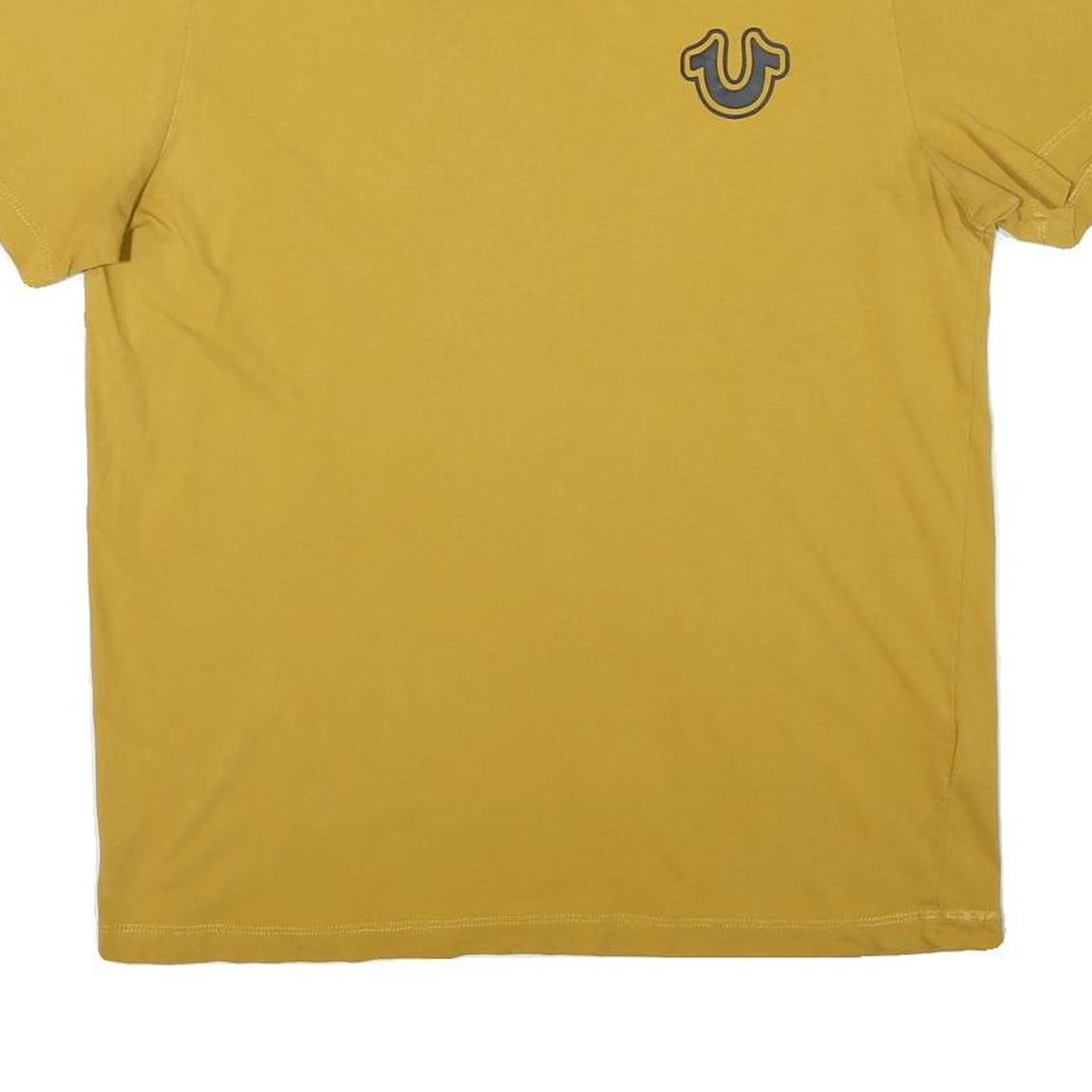 TRUE RELIGION Mens Yellow Graphic T-Shirt L Short Sleeve Crew Neck