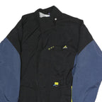 ADIDAS Mens Black & Blue Colourblock Track Jacket M Polyester Woven Zip Stand-Up